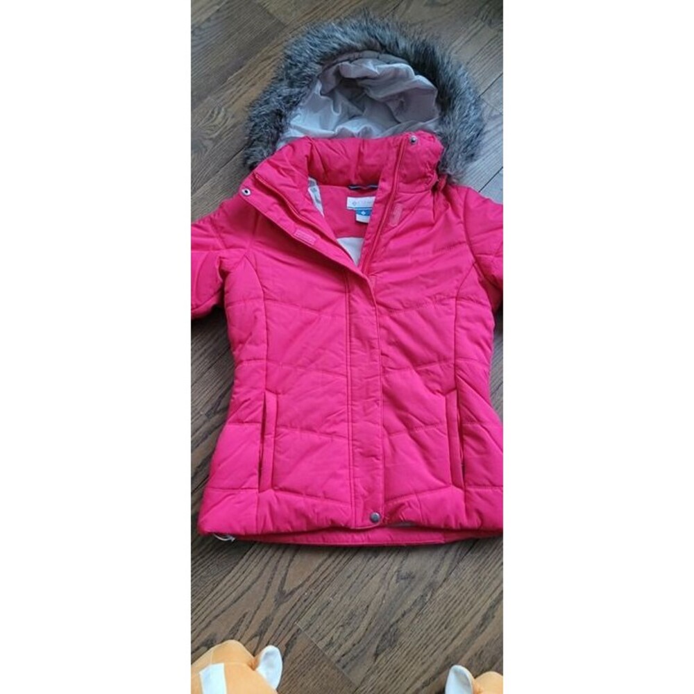 WOMENS COLUMBIAN COAT JACKET Small Pink Full Zip Up Pockets Puffer